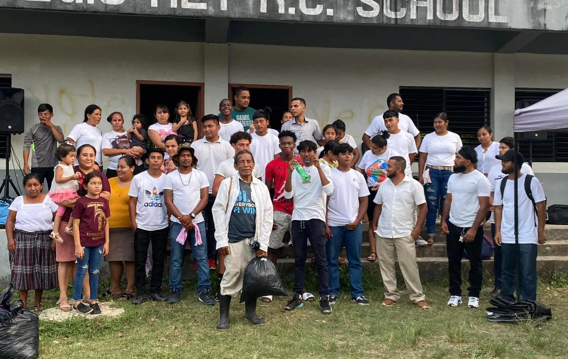 Church family gathered after a community outreach event